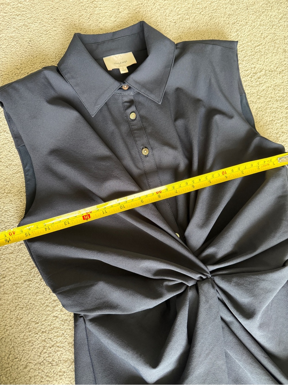 Cinq à Sept Catalina Shirtdress Navy Twist Front Sleeveless Midi Dress Size 2 - Picture 12 of 16
